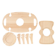 Portable foldable wooden picnic table with bottle and glass