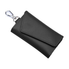 Black Cowhide Leather Key Case for Car & Home Keys – Glossy, Multi-Compartment, Scratch-Resistant, Ideal Gift – 4.332.55 in