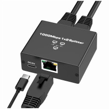Ethernet Splitter 1 to 2 High Speed Ethernet Switch 1000Mbps 2 Port Gigabit Ethernet Splitter Splitter with Power Cord