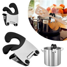 Stainless Steel Air Fryer Accessories: Side Clamp Spoon Holder, Anti-Scald Grip Utensil Rest for Home & Restaurant