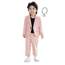 AWZXDE Boys Suits Casual Jacket Spring Fall Recent Korean Style Solid Color Speaker Performance Flower Boy Attire Pink,11-12 Years