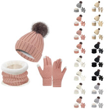 Women's Knit Winter Set: Hat, Neck Warmer & Gloves – Thick Lined, Thermal, Cold Weather Protection, Compatible with Outdoor Activities