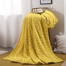 Twin Size Fall Throw Blanket, Reversible Velvet & Flannel, 60x40", Yellow – Compatible with Home, Office, Picnic, Travel, Bedroom