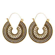 Bohemian Hollow Carved Spiral Earrings Women Boho Earrings Jewelry Sterling Silver Hoop Earrings Ethnic Drop Earrings Enamel Vintage Earrings