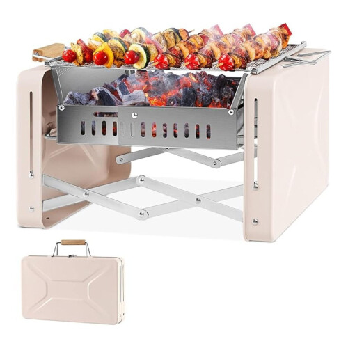 Portable Folding Charcoal Grill with 2 Stainless Steel Nets