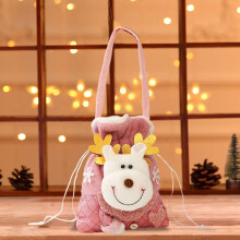 Christmas drawstring gift bag reusable elk festive pouch