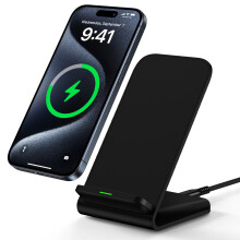 Suport de încărcare wireless compatibil cu Samsung Galaxy S25–S8, iPhone 15–12, Pixel 8/7