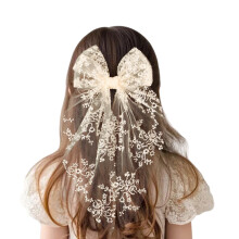 Elegante fermaglio per capelli con fiocco in pizzo e paillettes