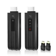 1080P 50M 5.8G -Compatible Wireless Video Transmitter Receiver Extender Adapter Dongle Kit for Laptop PC to TV,1 * Transmitter 1 * Receiver,Black
