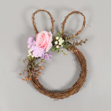 Couronne de Pâques artificielle à suspendre à la porte, couronne d'œufs artificiels, couronne de fleurs artificielles printanières à suspendre