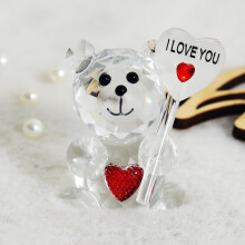 Figurine d'ours transparent - Saint-Valentin - Décoration « Je t'aime » - Statuette d'ours de collection à poser sur une table, idéale pour un