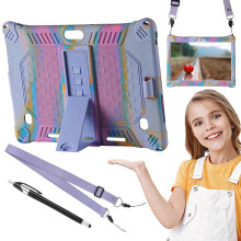 Husă pentru tabletă de 10,1" cu suport și stylus – husă din silicon rezistentă la șocuri, suport reglabil, stilou capacitiv și șnur de