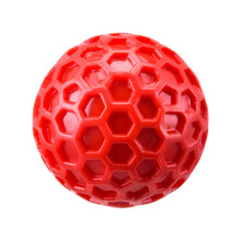 Bola de borracha resistente com som em formato de favo de mel, ideal para cães de pequeno, médio e grande porte. 5,5 cm, vermelha.
