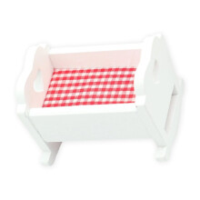 Culla a dondolo con biancheria da letto per bambole snodate e case delle bambole in miniatura, decorazione per la cameretta dei bambini.