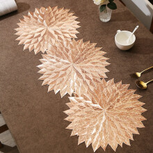1 tapis de table (uniquement) en PVC, motif feuilles, style nordique, tapis isolant, léger, luxueux et sobre, idéal pour la décoration d'hôtels
