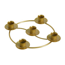 Adventskranslysestake, runde adventslysestaker for 5 lys advents- og julepynt, gullfarget metallringlysstativ til bord