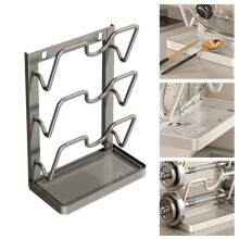Organisateur de couvercles de casseroles noirs pour placard/plan de travail – Compatible avec les moules à pâtisserie, assiettes, plaques à