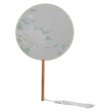 Éventail chinois, peinture à l'encre, mariage chinois ancien avec pendentif, éventail rond en soie à pompons