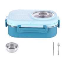 Boîte à lunch Bento en acier inoxydable à 3 compartiments, étanche, comprenant baguettes, cuillère et bol à soupe – Cadeau pour adultes