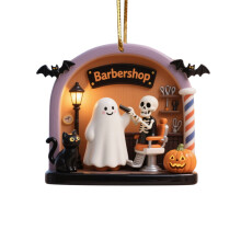 Halloweenska strašidelná ozdoba, plochá akrylová ozdoba Ghost2D, závesné ozdoby s duchmi na Halloween, milovník kníh o duchoch, pre