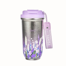 Gobelet isotherme de luxe à motif floral : double paroi isolée sous vide, paille intégrée au bouchon, anti-fuite, sans BPA, acier inoxydable –