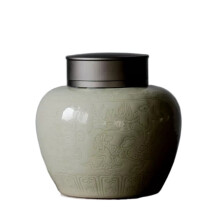 Kínai retró stílusú teásdoboz, teatároló, teáskanna, teáskanna, teatároló edény, légmentesen záródó dupla fedéllel, porcelán