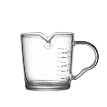 Tasses à double bec verseur, verres à lait avec anse, verre transparent, 100 ml, blanc, 8 cm