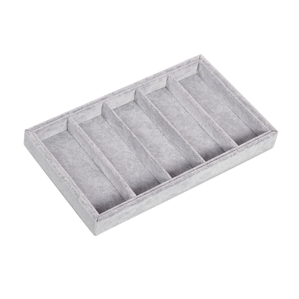 Gray Glasses Display Tray Eyewear Storage Box Portable Men Women Sunglasses Organizer 5 Grid Flannel