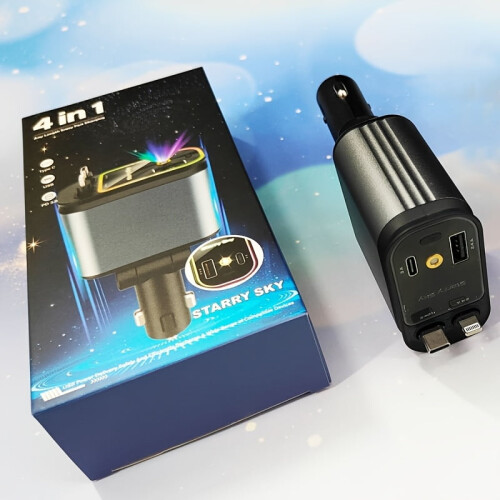 Γρήγορος φορτιστής τηλεφώνου 4 σε 1 με LED Starry Sky, δακτύλιο φωτισμού 7 χρωμάτων,