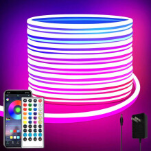 Neon Rope Lights, App/Remote Control, RGB LED Strip with Music Sync, IP65 Waterproof, Compatible with Alexa & Google Assistant