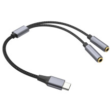 USB C Male to Double 3.5mm Female Headphones Splitters, TypeC to Music Adapters for USB C Smartphones, Laptops