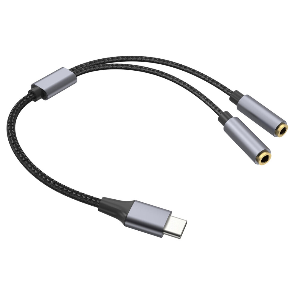 Usb C Male To Double 3.5Mm Female Headphones Splitters, Typec To Music Adapters For Usb C Smartphones, Laptops 9329345338113