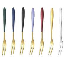 7pcs Metal Fruit Forks Small Salad Forks Children's Food Picks for Olives Prawn Antipasti Cheeses Dessert Cake Decoration