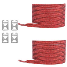 Adult Glittering Metallic Not Tie Shoelaces for Easy Wear Sneakers Elastic Shoe Laces Strings with Hiding Metal Clips
