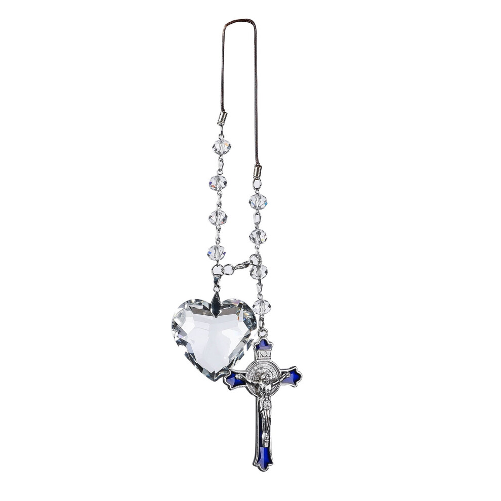 Car Pendant Car Decoration Crystal Heart Alloy Glazed Pendant, Rearview Crucifix Pendant 9555307659716