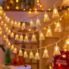 LED Christmas Bell String Lights, Battery-Powered (No Plug, Batteries Not Included), Compatible with Indoor/Outdoor Decor, Xmas Tree, Yard, Wedding,