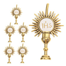 6Pcs Zinc Alloy Chalice Cross Lapel Pin Golden Brooch Symbolizing Faith
