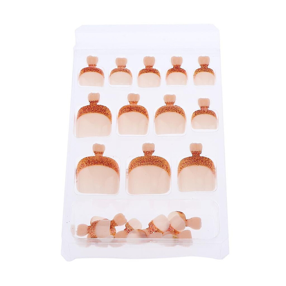24pcs False Toe Nails French Full Toenails Feet Nail Art Fake Decoration Hy-tn-4025