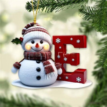 Adornos de pared, adornos navideños personalizados de muñeco de nieve con letras acrílicas, 26 decoraciones para el árbol del alfabeto, ideales