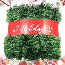 Guirlanda de Natal extra longa para exterior – folhagem artificial macia sem luzes para varanda, jardim, decoração interna/externa, compatível