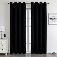 Rod Pocket Blackout Curtains, 51" Long, Thermal Insulated, 2 Panels – Room Darkening Drapes for Living Room