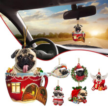 Ornement carlin, décoration de sapin de Noël en acrylique pour les amoureux des carlins et les mamans de chiens – Compatible avec les