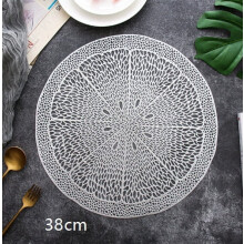 stuks (alleen placemats) citroenkleurige westerse placemats van PVC met een prachtig rond, hol design, decoratieve placemats met hot stamping,