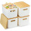 Stapelbare opbergbakken met bamboe deksel, wit plastic, 4-pack 1