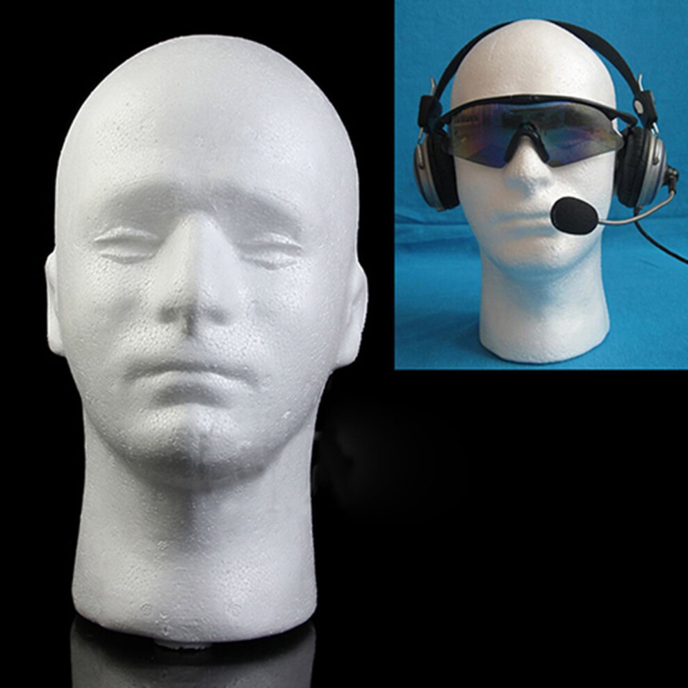 White Male Wig Display Mannequin Head Stand Model Styrofoam Foam