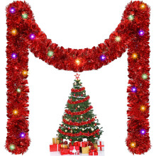 Guirlanda de Natal com luzes LED multicoloridas pré-iluminadas, 2 metros, alimentada por bateria, para decoração de árvore e festas.