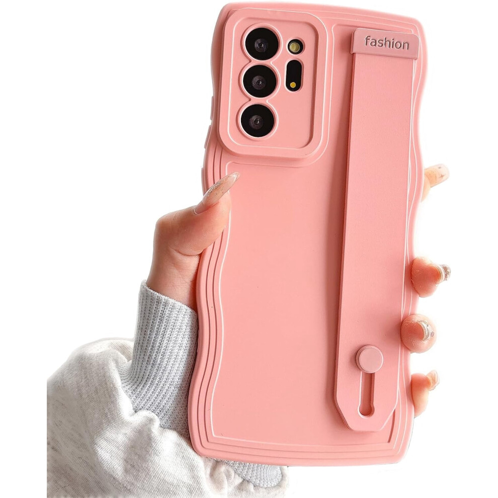 Curly Wave Phone Case With Wrist Strap & Kickstand Â Compatible With Samsung Galaxy Note 20 Ultra Pink 9402001262707