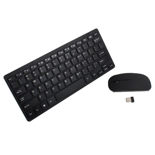 Conjunto de mini teclado e mouse sem fio, RF de 2,4 GHz, multimídia para laptop e desktop, compacto e ergonômico.