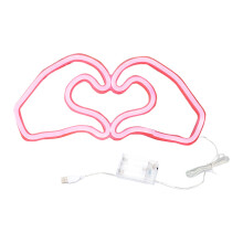 Red Red Led Heart Shaped Neon Light For Valentine'S Day Mood Bedroom Decor Romantic Atmosphere Lighting Usb Battery Powered