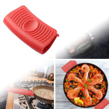 Silicone Hot Frying Pan Handle Cover Rack Slip Easy to Hold Easy to Clean Up to 230C Heat Pan and Flat Pan (red)